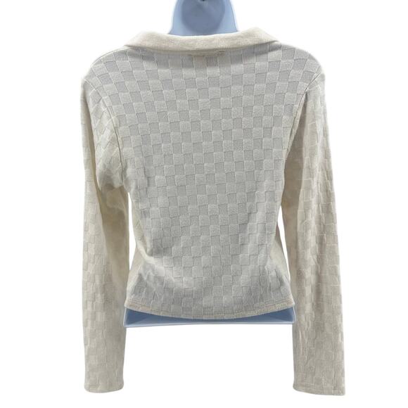 Atelier by Kirious Crop Sweater WMNS M White Pullover VNeck Long Sleeve Stretch - Picture 4 of 7